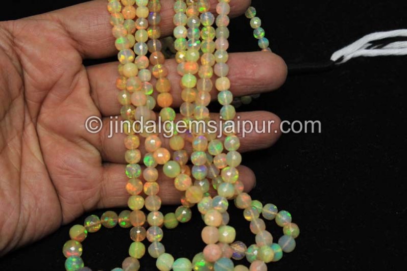 Orange Ethiopian Opal Faceted Round Beads