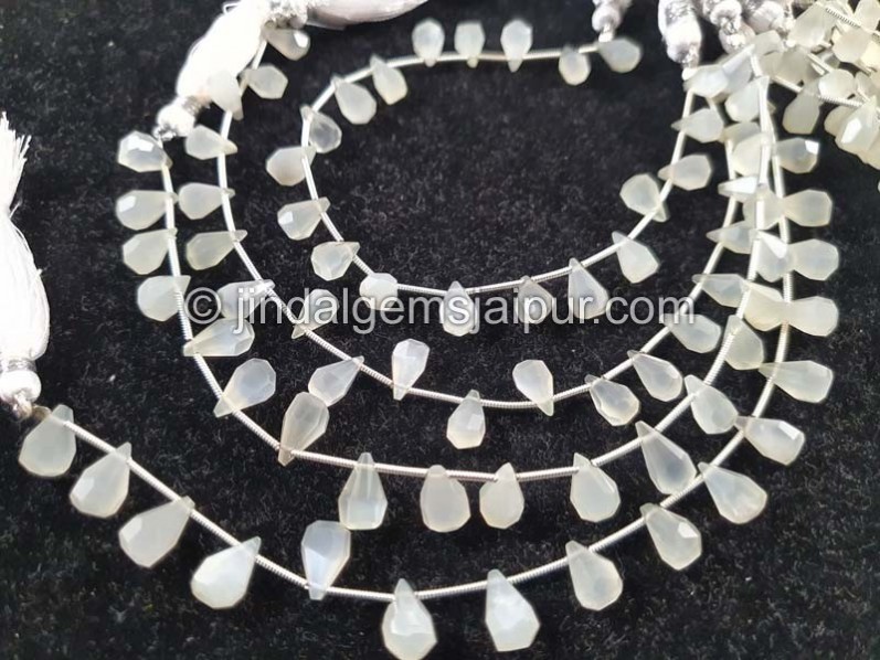 White Moonstone Fancy Cut Drops Beads