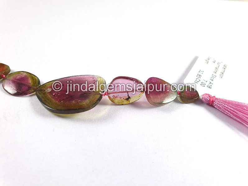 Watermelon Tourmaline Smooth Slices Beads