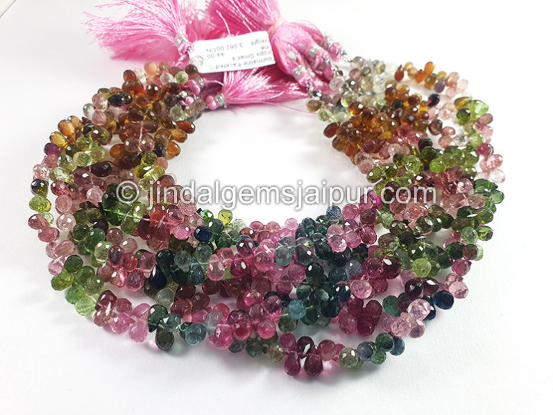 Tourmaline Faceted Drops Shape Small Beads