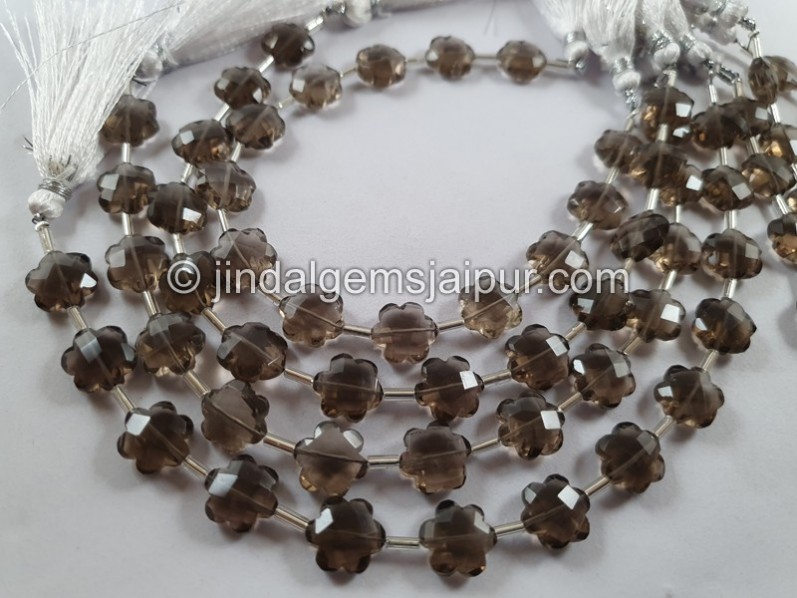 Smoky Faceted Flower Beads