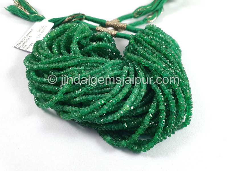 Emerald Faceted Roundelle Shape Beads