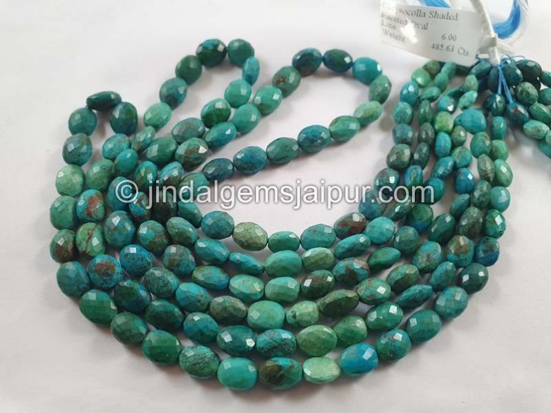 Chrysocolla Shaded Faceted Oval Beads