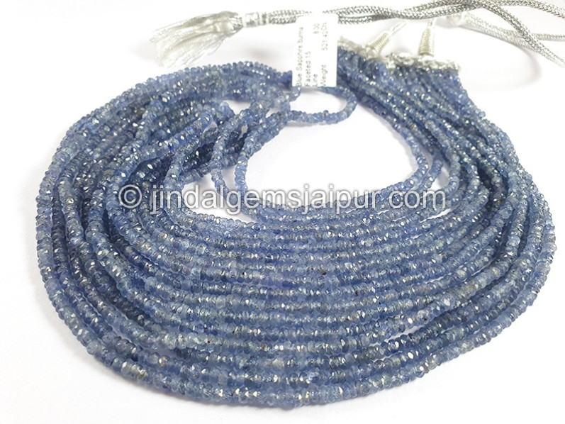 Blue Sapphire Burma Faceted Roundelle Shape Beads