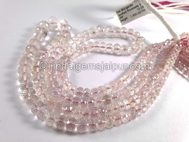 Pink Morganite Faceted Roundelle Shape Beads