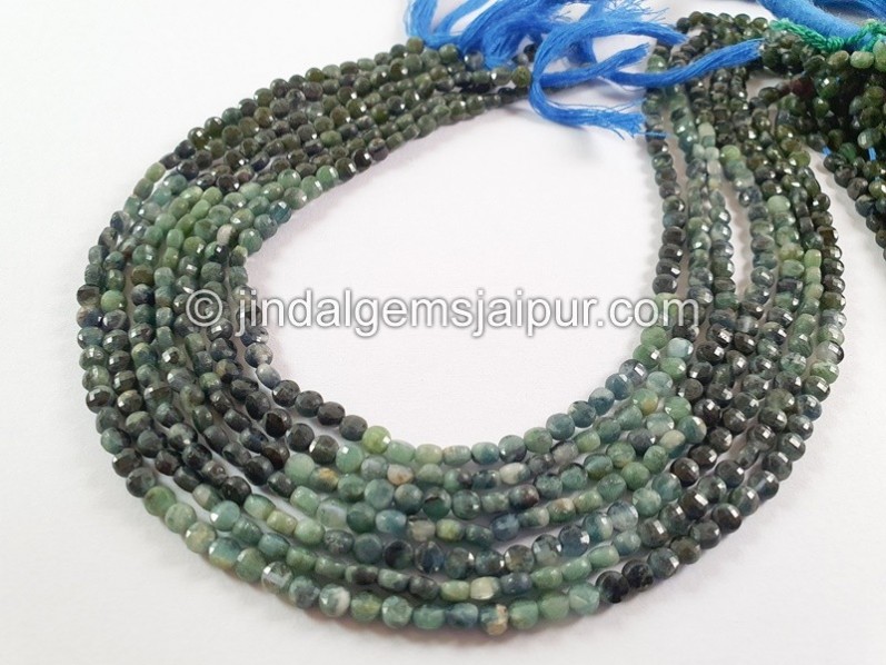 Blue Tourmaline Shaded Faceted Coin Beads