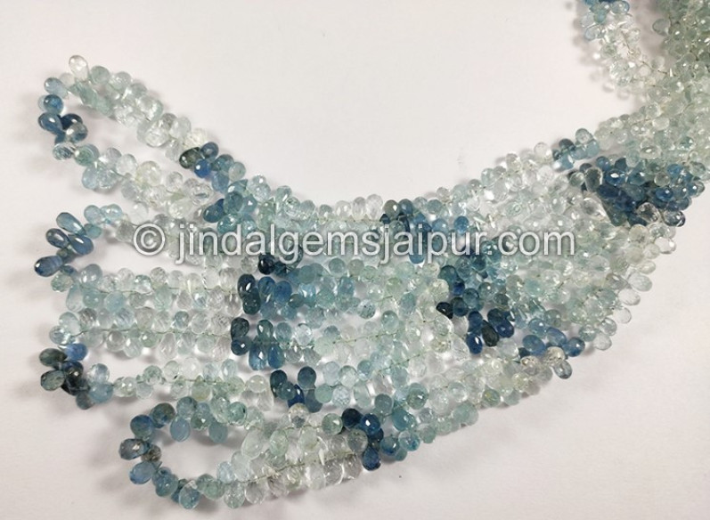 Santa Maria Aquamarine Shaded Faceted Drops Shape Beads