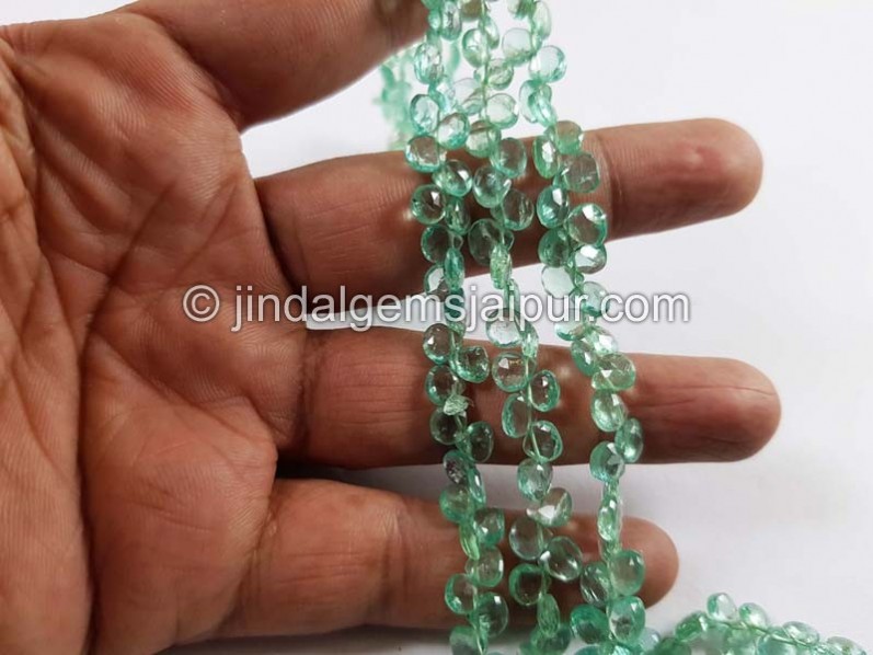 Mint Apatite Far Faceted Heart Beads