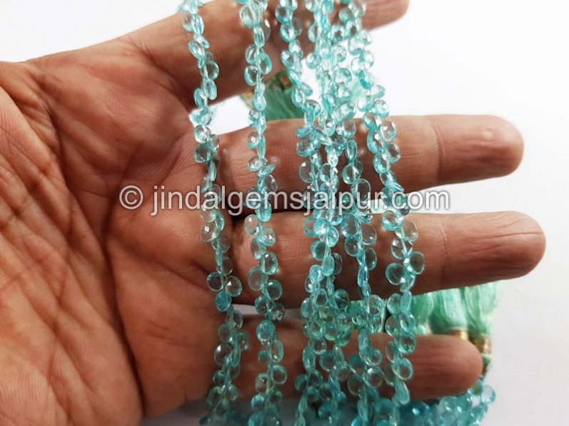 Paraiba Blue Apatite Faceted Heart Beads