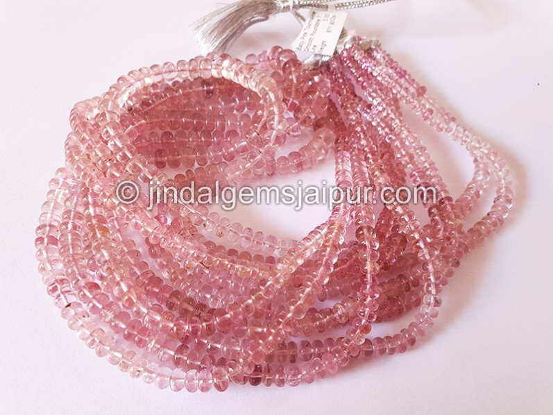 Baby Pink Tourmaline Smooth Roundelle Shape Beads