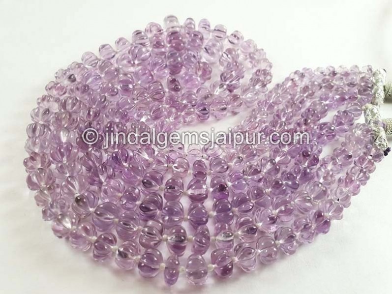 Pink Amethyst Carved Pumpkin Shape Beads