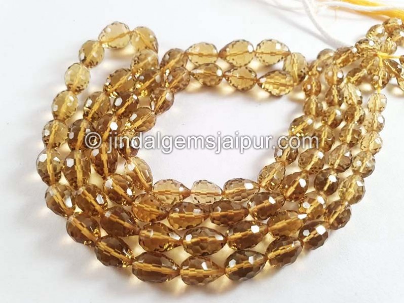 Honey Quartz Concave Cut Drops Beads