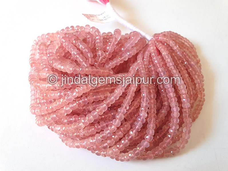 Rose Quartz Faceted Roundelle Shape Beads