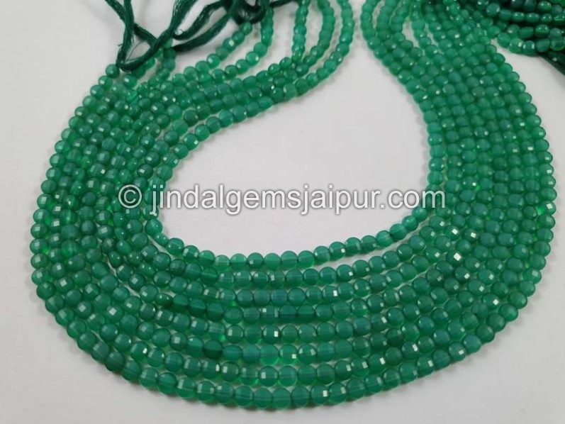 Green Onyx Faceted Coin Beads