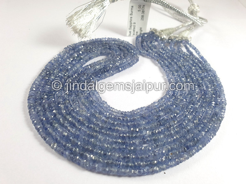 Blue Sapphire Burma Faceted Roundelle Shape Beads