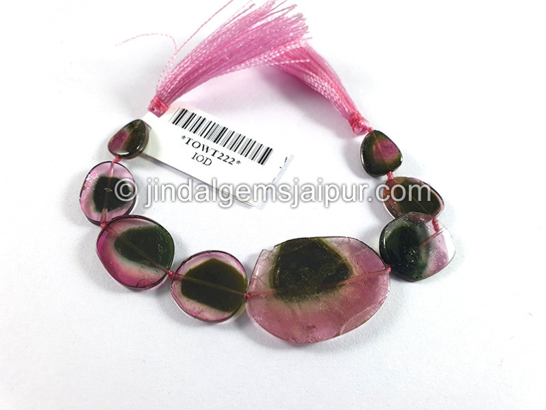 Watermelon Tourmaline Smooth Slices Beads