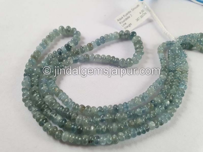 Aqua Kyanite Smooth Roundelle Beads