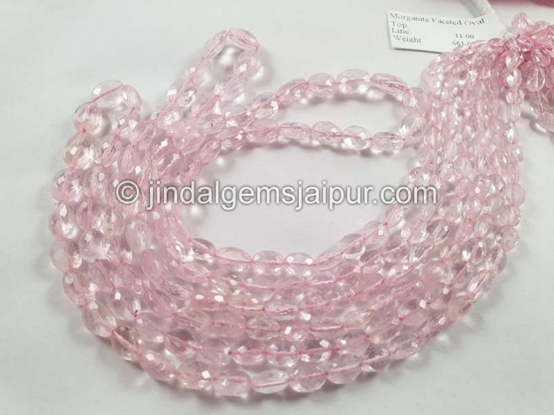 Pink Morganite Faceted Oval Beads