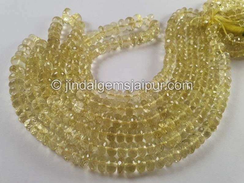 Lemon Quartz Faceted Roundelle Beads