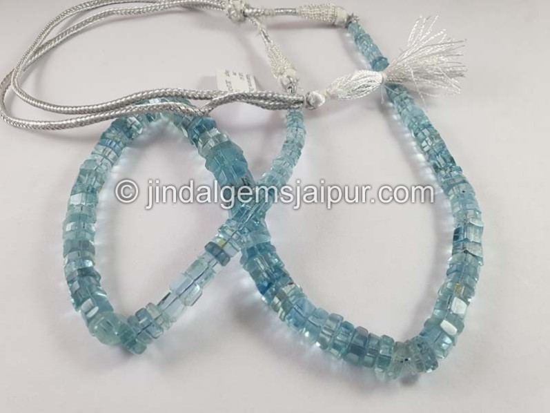 Aquamarine Step cut Bolt Shape Beads