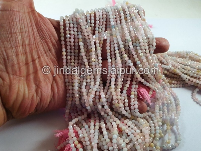 Multi Aquamarine Faceted Round Beads
