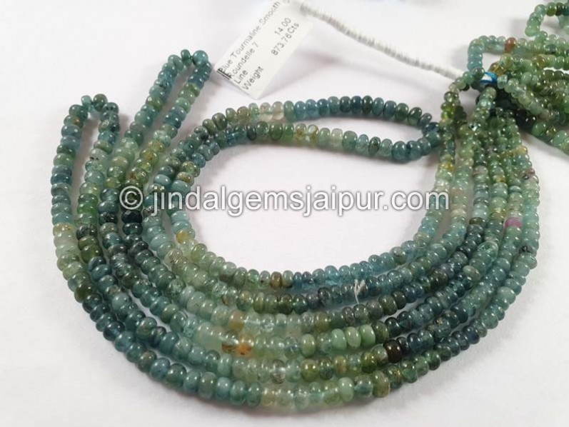 Blue Tourmaline Shaded Smooth Roundelle Beads