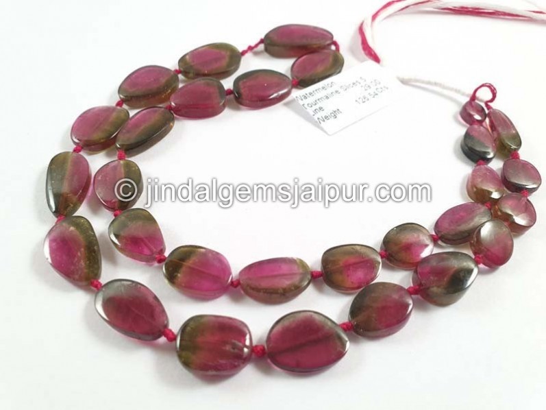 Watermelon Tourmaline Slices Beads