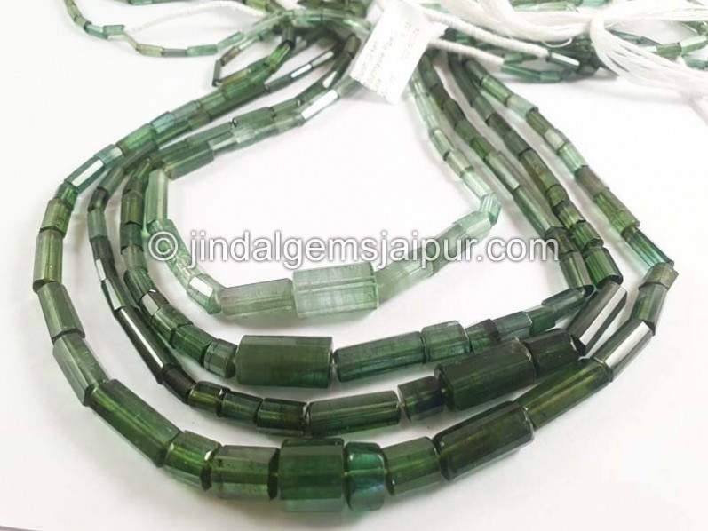 Bluish Green Tourmaline Pipe Shape Beads