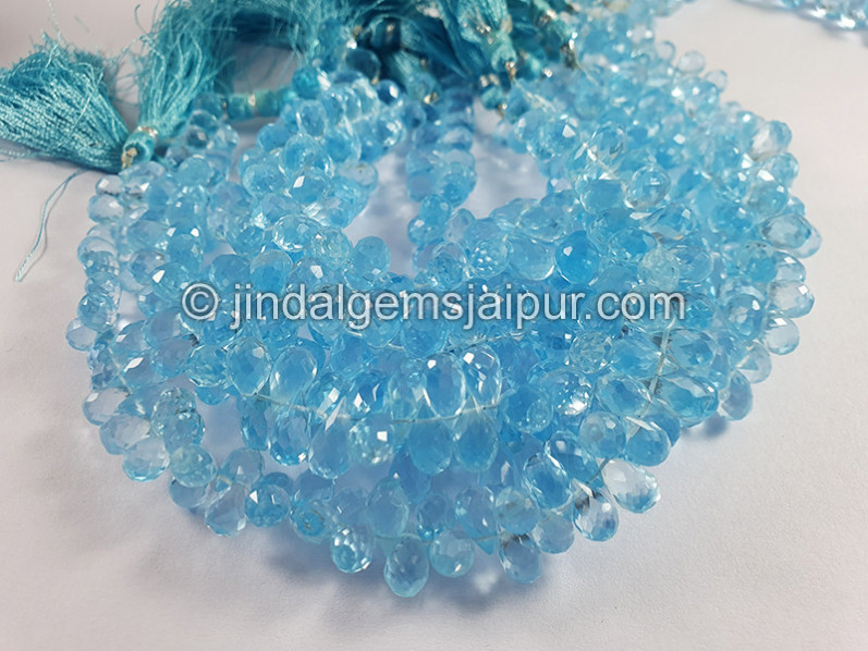 Sky Blue Topaz Faceted Drops Shape Beads