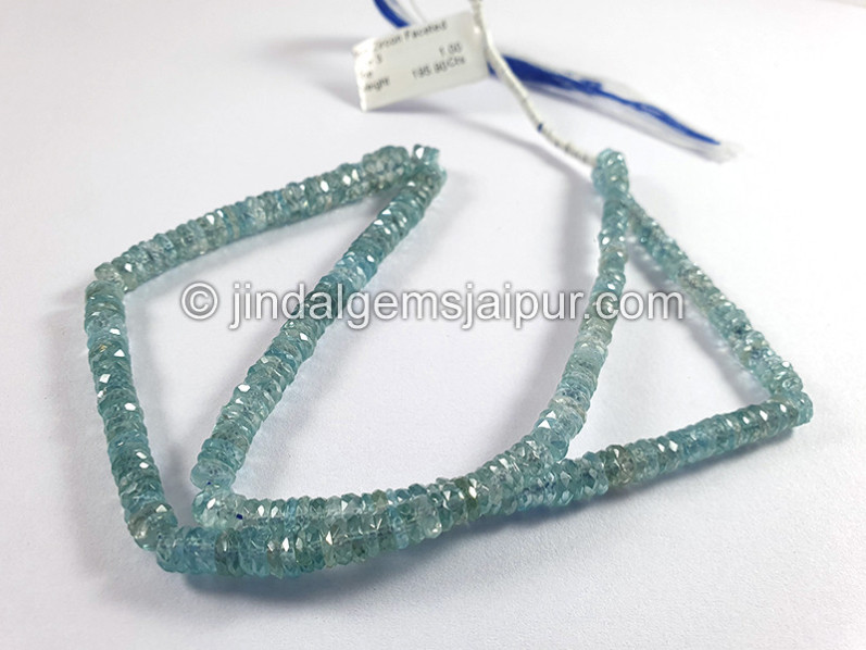 Blue Zircon Faceted Tyre Shape Beads