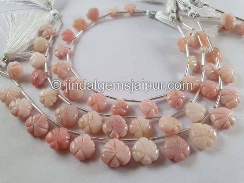 Pink Opal Carved Heart Beads