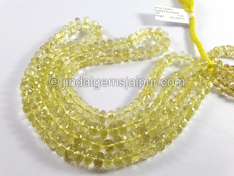 Lemon Quartz Faceted Roundelle Shape Beads