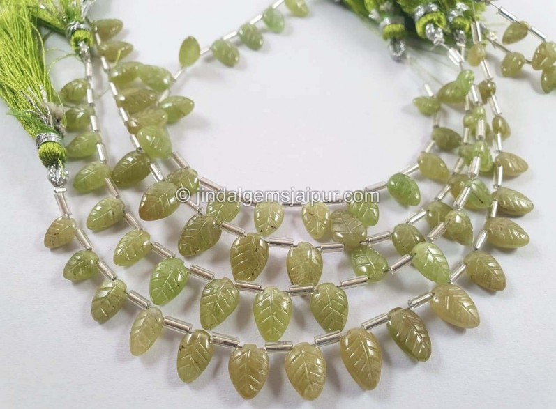 Sphene Carved Leaf Beads