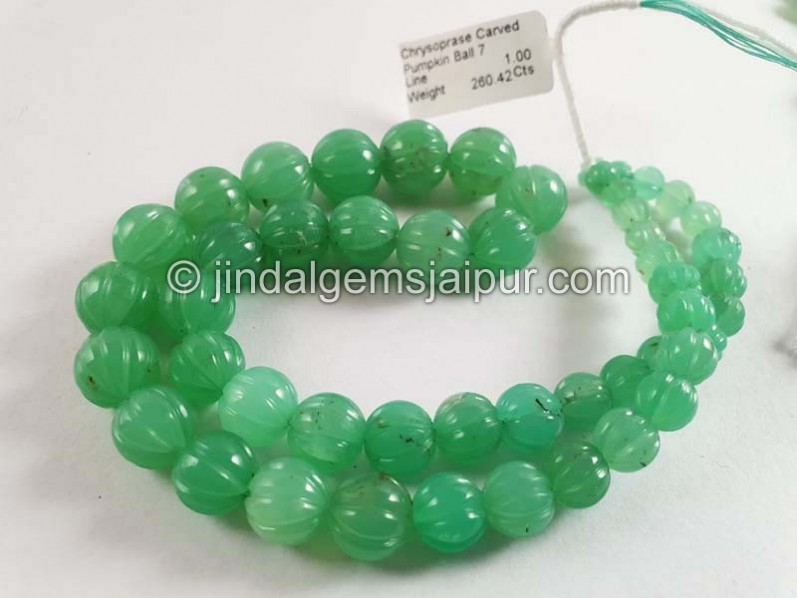 Chrysoprase Carved Pumpkin Balls Beads