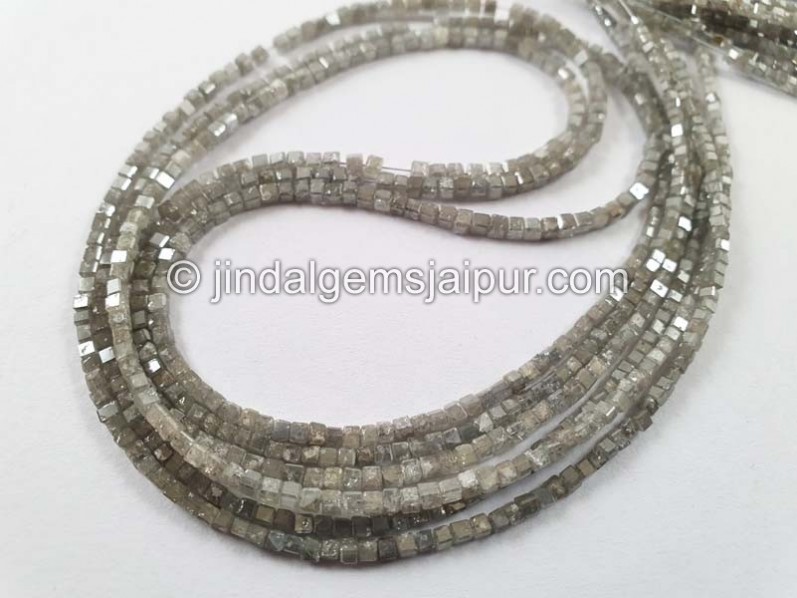 Silvery Grey Diamond Faceted Cube Beads