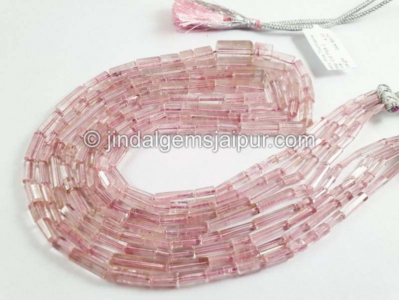 Baby Pink Tourmaline Step Cup Pipe Shape Beads