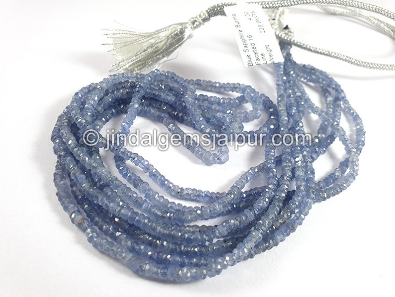 Blue Sapphire Burma Faceted Roundelle Shape Beads