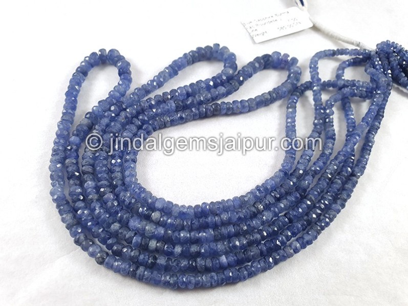 Blue Sapphire Burma Faceted Roundelle Shape Beads