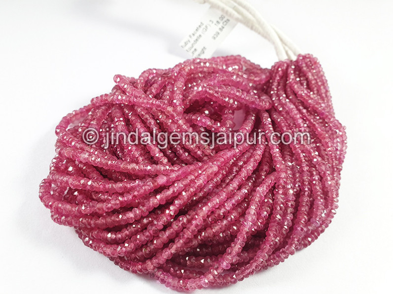 Ruby Faceted Roundelle Shape Beads