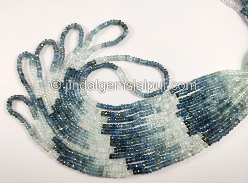 Santa Maria Aquamarine Shaded Faceted Roundelle Shape Beads