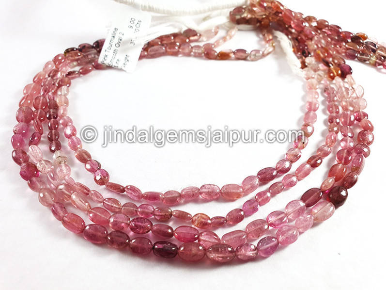 Pink Tourmaline Smooth Oval Shape Beads