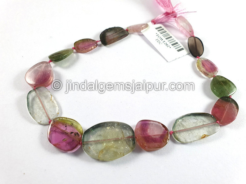 Watermelon Tourmaline Smooth Slices Beads