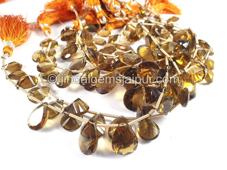 Coganac Quartz Concave Cut Pear Shape Beads