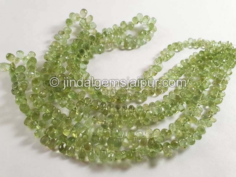 Basil Green Tourmaline Faceted Drops Beads