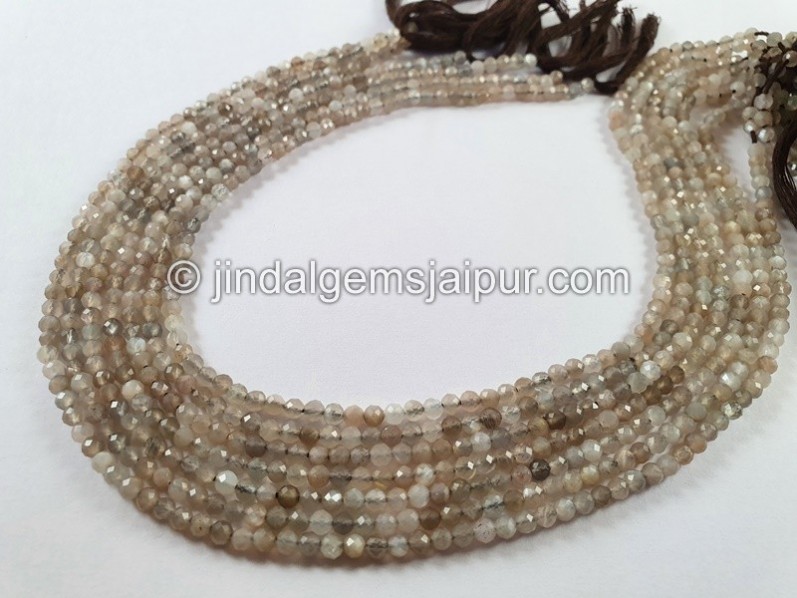 Grey Moonstone Faceted Round Beads