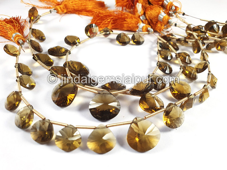 Coganac Quartz Double Concave Cut Heart Shape Beads