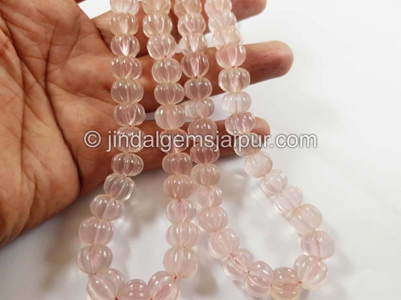 Rose Quartz Carved Pumpkin Beads