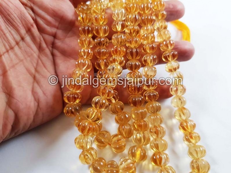 Citrine Carved Pumpkin Beads