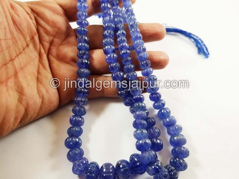 Tanzanite Carved Pumpkin Beads