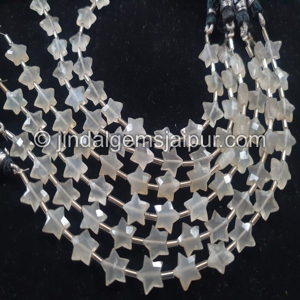 White Moonstone Faceted Star Beads